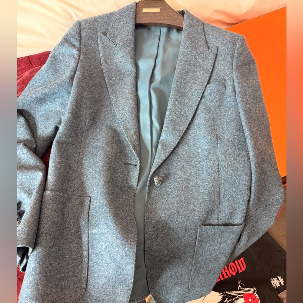 Gucci Elegant Blue TWEED BLAZER SIZE 42 PERFECT CONDITION SPORTS COAT - Picture 3 of 15